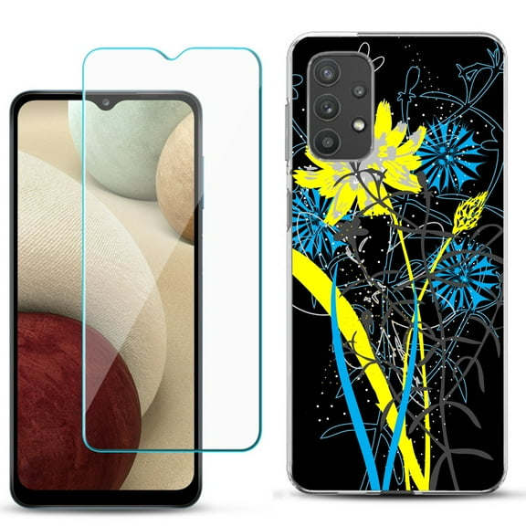 Slim-Fit TPU Phone Case compatible with Samsung Galaxy A32 5G, with Tempered Glass Screen Protector, by OneToughShield ® - Wild Flowers