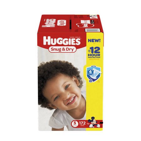 HUGGIES Snug & Dry Diapers, Size 5, 172 Diapers