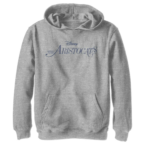 Boy's Aristocats Classic Blue Logo Pull Over Hoodie Athletic Heather Small