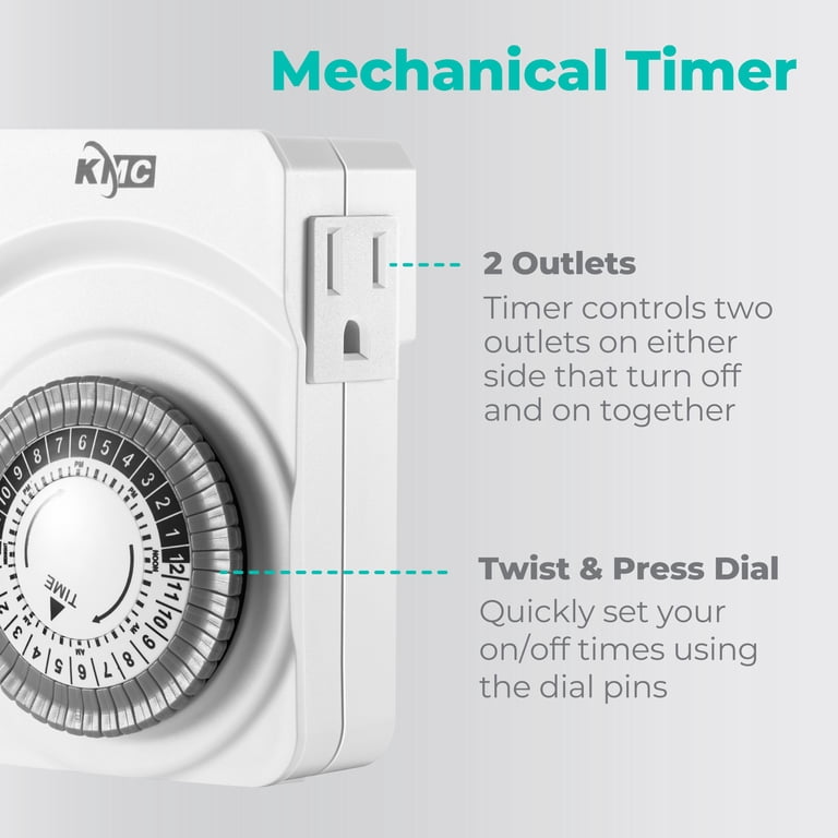 KMC Mechanical Indoor Outlet Timer, 24-Hour, 2-Pack photo 2