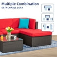 thumbnail image 3 of Walsunny Outdoor Furniture Set,5 Piece Small Patio Conversation Set Wicker Rattan Patio Seating Sofas with Cushion and Tempered Glass Table, Red, 3 of 6