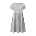 thumbnail image 4 of JUNWELL Robes d'Été pour Vacances Longueur Genou Amples Décontractées Robe Blanche Poche Coton Lin Col Rond Jupe Ligne A Grande Taille платье женское, 4 of 6