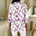 thumbnail image 4 of MLQIDK Women's Floral Print 3/4 Sleeve Blouse Vintage Inspired Tops for Spring Summer Casual Outing and Office Wear with Feminine Purple S, 4 of 5