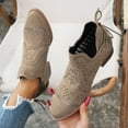 thumbnail image 2 of Khaki Female Leisure Winter Ankle Footwear With Round Toe Side Zipper Fastening And Front Lace-Up Low Heel For Relaxed Lifestyles, 2 of 8
