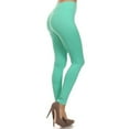 thumbnail image 5 of Lady's Solid Strechy Seamless Leggings Comfort Full Length Capri Casual Yoga Pants, Mint with Front Seams, 5 of 7