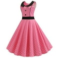 thumbnail image 4 of Jacenvly New Vintage Dresses for Women Fashion Court Contrast High Collar Polka Dotted Large Dress Women Evening Dresses Pink Xxl, 4 of 8