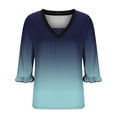 thumbnail image 7 of QNANSPI Short Sleeve Shirts for Women, Womens Casual Tops, Women's V Neck Short Sleeve T Shirt Print Crew Neck Flared Sleeve Chest Ruched Casual Daily Top, 7 of 7