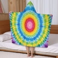 thumbnail image 5 of Rainbow Tie Dye Mandala Pattern Hooded Bath Towel，50"x30" for Ages 3 To 12 Kids, Quick Dry Lightweight Soft Microfiber Hood Beach Towel Cover Up for Kids, 5 of 7