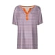 thumbnail image 3 of Camiseta de Manga Corta para las Mujeres con Cuello en V de Impresión de Rayas con Botón, Blusa Casual para el Hogar Y Diario, 3 of 5
