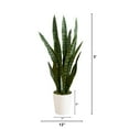 thumbnail image 2 of Nearly Natural 3ft. UV Resistant Artificial Sansevieria Plant in White Decorative Planter (Indoor/Outdoor), 2 of 7