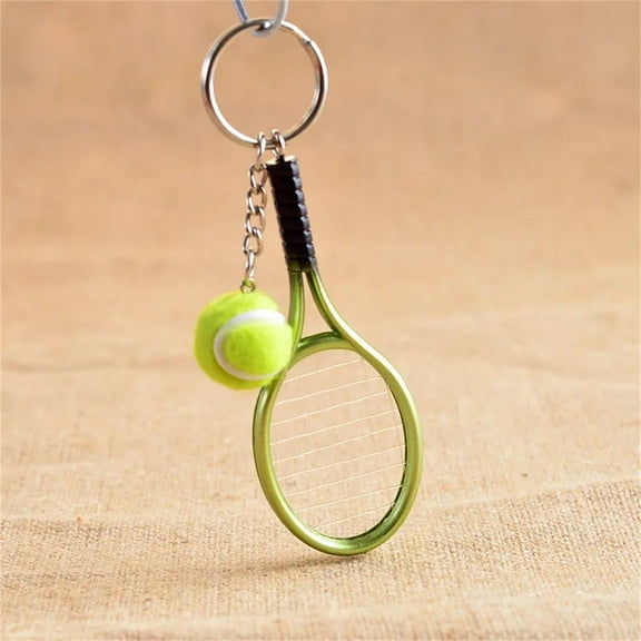 Tennis Racket Keychain Set Mini Sports Keyring with Ball Accessory