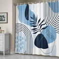 thumbnail image 5 of Blue Boho Shower Curtain, Medieval Leaves Geometric Lines Abstract Waterproof Shower Curtain Set with 12 Hooks Lightweight Bath Curtains Fabric Bathroom Decor 60x72 Inches, 5 of 9