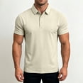 thumbnail image 4 of hoksml Men's Polyester Fabric Short Sleeve Collared Shirt, Snap Button Placket Side Seam Detail Slim Fit Solid Casual Golf Daily Top, 4 of 8