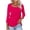 Hot Pink, variant on Women Plus Size Tunic Blouse Square Neck 3/4 Sleeve Solid Color Pullover Casual Loose Fashion Basic Tees (XL, Pink)