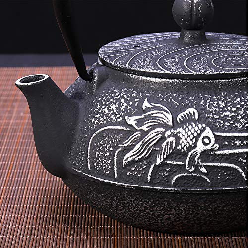 Enamel Craft Japanese Cast Iron Tea Kettle with Stainless Steel Infuser Strainer Enamel-Coated Interior Cherry Blossoms 30 Ounce JUEQI Old Dutch Cast Iron Teapot 900 ml