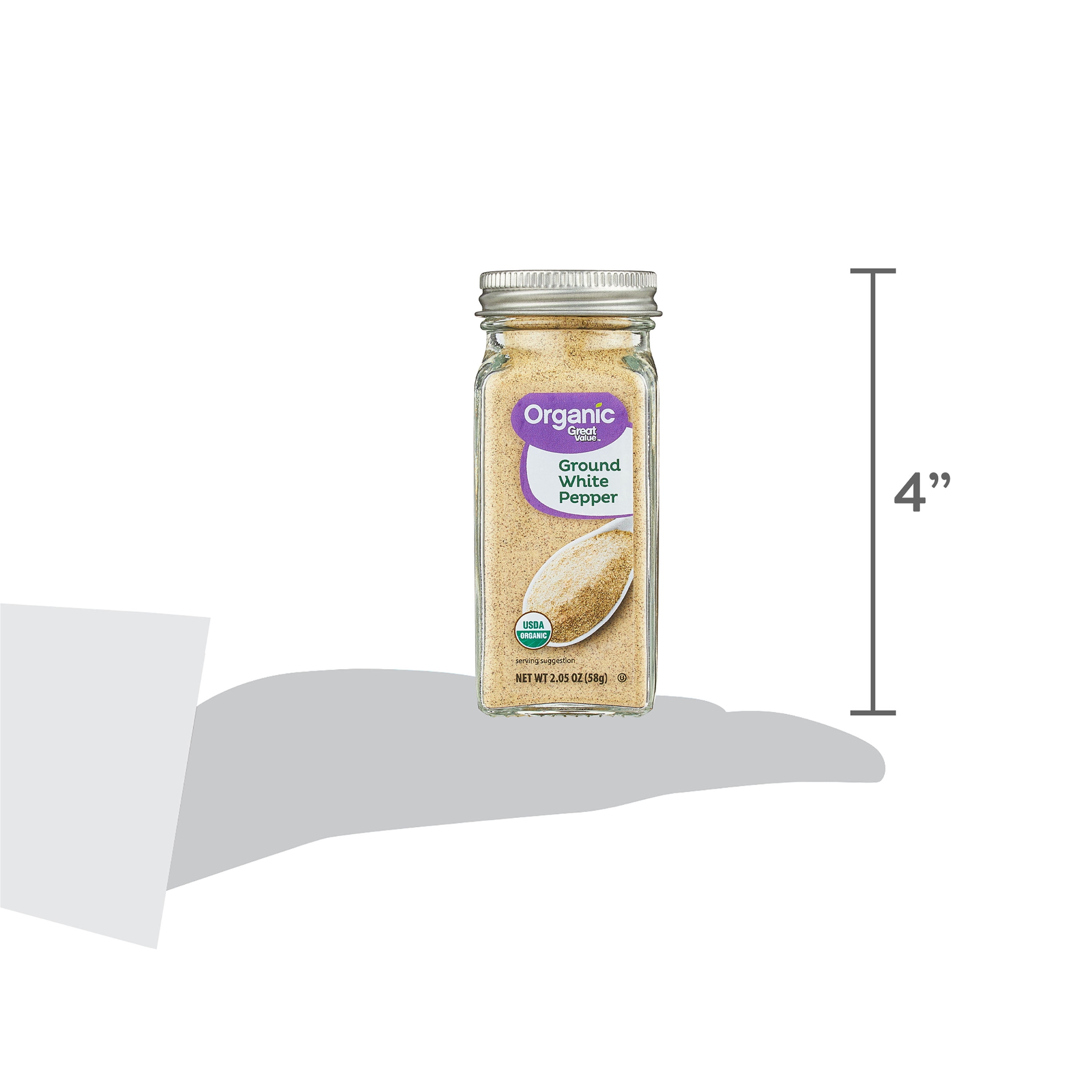 Great Value Organic Ground White Pepper, 2.05 oz