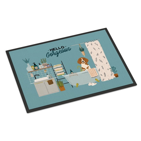 Brittany Spaniel in Bathtub Indoor or Outdoor Mat 18x27 CK7494MAT