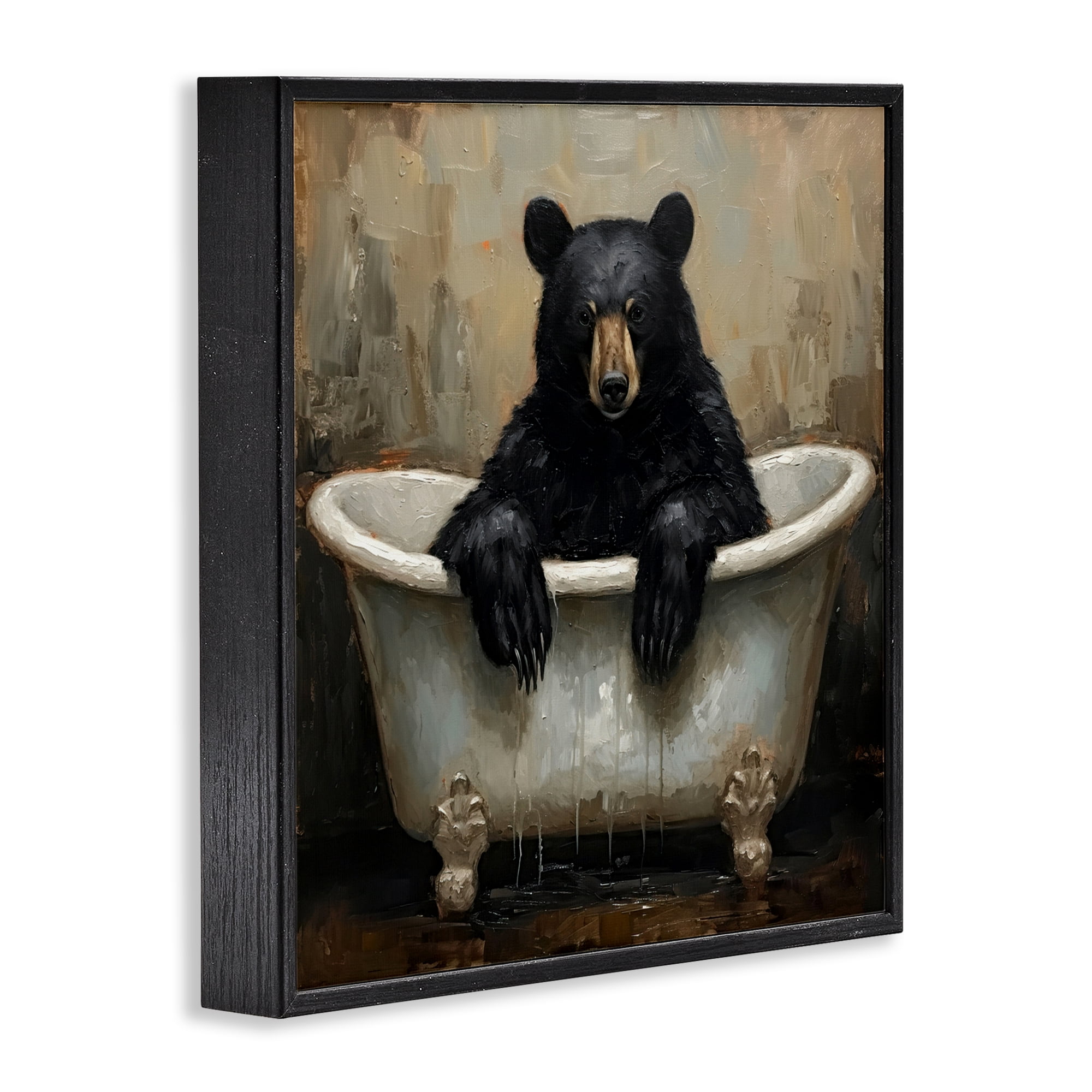 Stupell Industries Black Bear Bath Time Black Framed Giclee Art, design by Tina LeCour