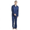thumbnail image 5 of FELEMO Men's Silk Pajama Set Casual Long Sleeve Satin Pajamas Sleepwear, 5 of 6