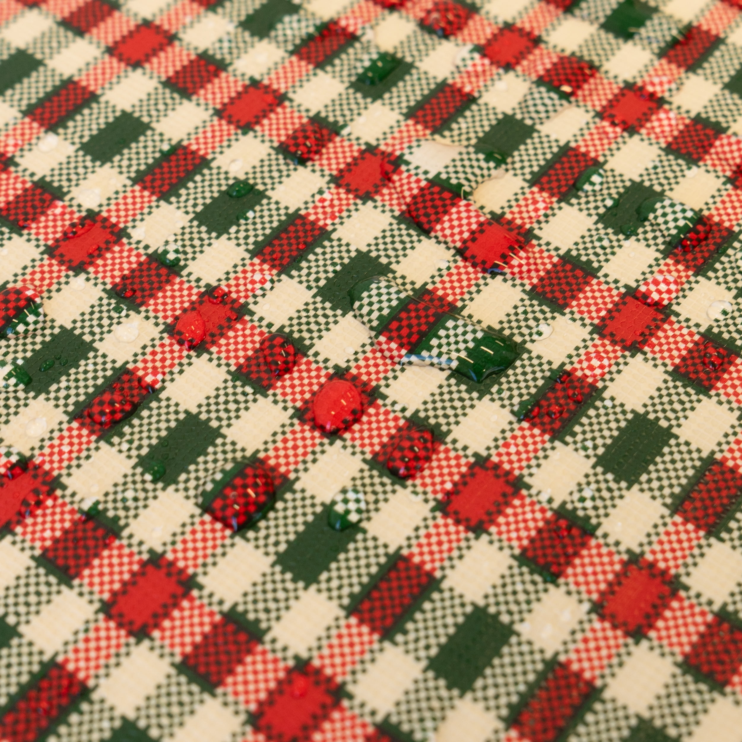 Waverly Inspirations Rectangular Elastic Fitted Table Cover Waterproof Vinyl Tablecloth With Flannel Backing, 6Ft Table, 72" x 30", Gingham Plaid, 2 PK