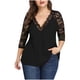 thumbnail image 2 of Pntutb Camiseta de gasa de manga larga mediana con encaje para mujer con cuello en V y camiseta suelta grande Pntutb Pntutb-4421, 2 of 9