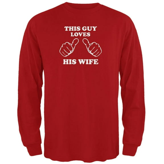 Valentine's Day This Guy Loves His Wife Red Adult Long Sleeve T-Shirt - Medium