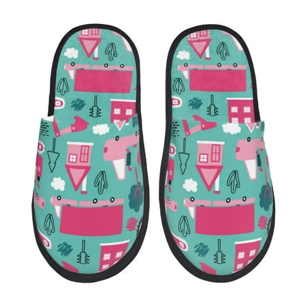 

House Slippers for Women Men - pink excavator Warm Non-slip Mens Womens Slippers Cozy Slip-on House Shoes Bedroom Outdoor Indoor Slippers for Men