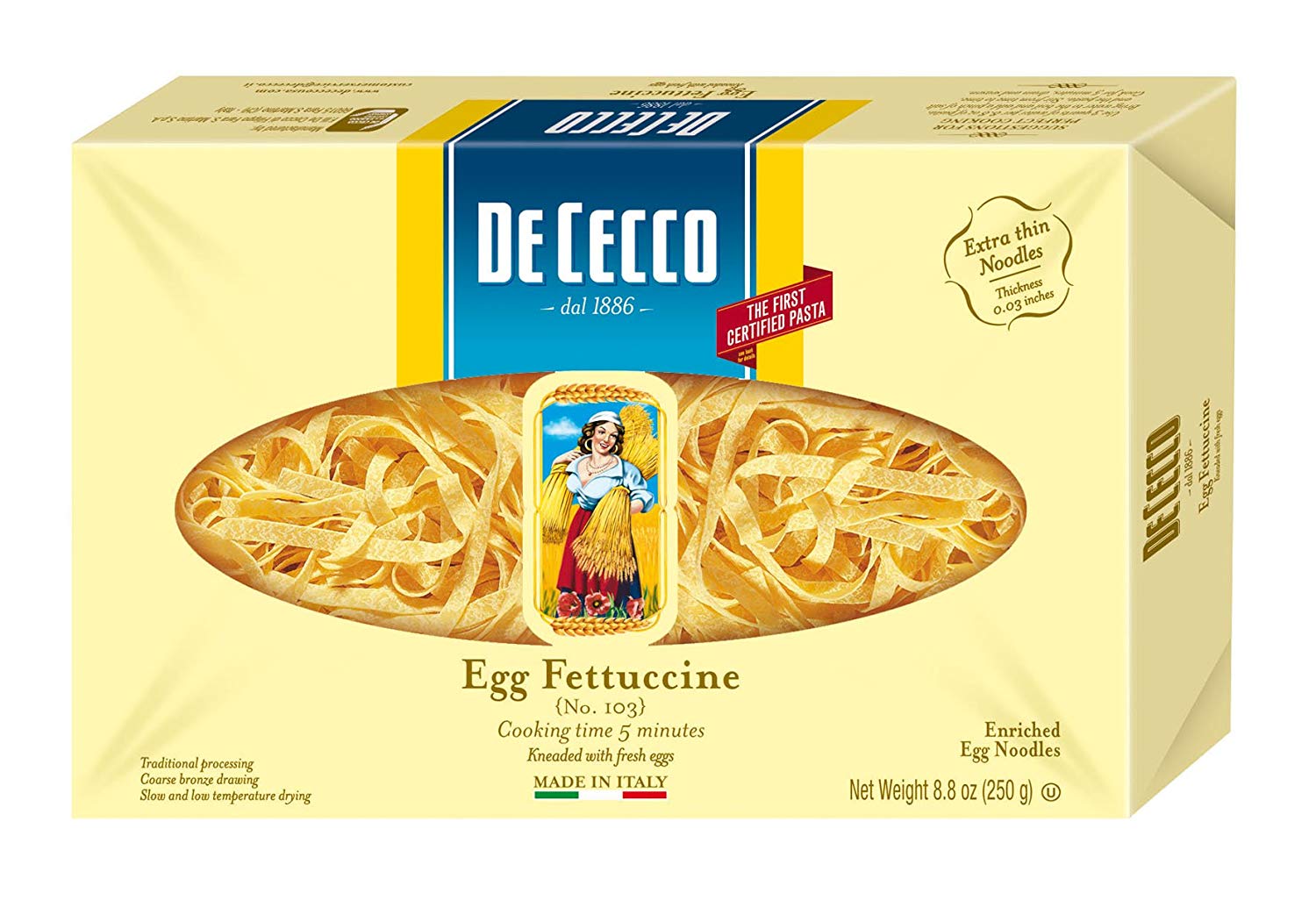 12 PACKS De Cecco Pasta, Egg Fettuccine, 8.8 Ounce