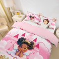 thumbnail image 2 of Castle Fairy Cute Black Princess Duvet Cover King,Castle Rose Print King Bedding,Pink White,1 Duvet Cover and 2 Pillowcases, 2 of 6