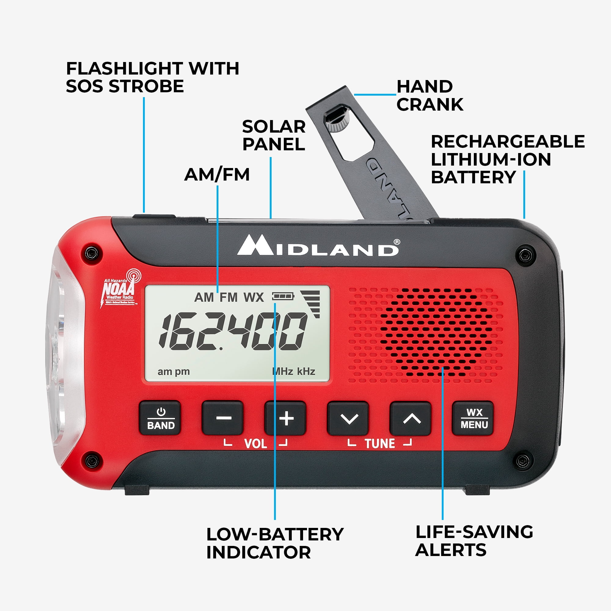 Midland Portable Weather Radio, Black, ER50