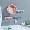 thumbnail image 2 of Folding Belt Washbasin Rack With 4 Hooks Basin Stand Wall Mounted Collapsible, 2 of 5