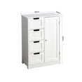 thumbnail image 5 of Wooden Bathroom Floor Cabinet, SYNGAR Free Standing Storage Cabinet with 4 Drawers and 1 Door with 2 Tiers Storage Shelf, Entryway Storage Cupboard, Modern Storage Organizer for Bedroom, White, D3378, 5 of 9
