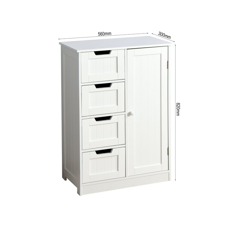 Harper & Bright Designs Storage Cabinet, 68.1 Inch Freestanding Floor  Bathroom Storage Cabinet with 2 Doors and 4 Drawers for Bathroom, Office,  Living