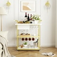 thumbnail image 6 of Veanerwood 3 Tier Home Bar Serving Cart on Wheels with Storage and Extendable Countertop, White, 6 of 9