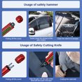 thumbnail image 2 of Martillo De Seguridad Para Automóviles 1 martillo de seguridad para coche, cortador de cinturón de seguridad para tarjeta de número de teléfono de aleación de 3 pulgadas, color rojo, 2 of 9