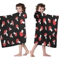 thumbnail image 4 of Red Mushroom Polka Dot Black Pattern Hooded Bath Towel，50"x30" for Ages 3 To 12 Kids, Quick Dry Lightweight Soft Microfiber Hood Beach Towel Cover Up for Kids, 4 of 7