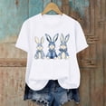 thumbnail image 4 of Happy Easter Bunny Shirt for Women - Cute Rabbit Print Short Sleeve Tunic Tops Spring Holiday Casual Tee Cute Bunny Blouse, 4 of 6