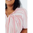 thumbnail image 4 of Chic Pink Stripe Plus Size Blouse with Puff Sleeves and Tassel Tie Detail - [ZhiHiMeRi] | (US 26W-28W)4X, 4 of 12