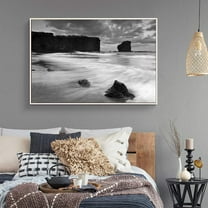 wall26 Floating Framed Canvas Wall Art for Living Room, Bedroom Black and White Water Canvas Prints for Home Decoration Ready to Hang - 24x36 inches
