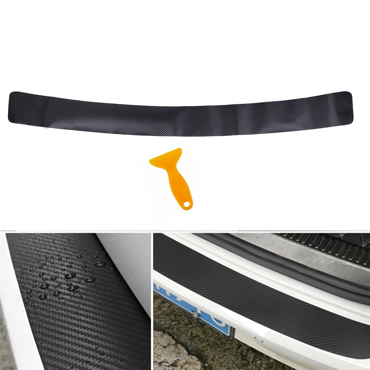 Car Rear Bumper Trunk Tail  Carbon Fiber Style Fade-resistant Protection Sticker 