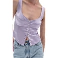 thumbnail image 2 of Douhoow Women Sleeveless Tank Top Solid Color Single Breasted Vest Crop Tops, 2 of 7
