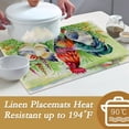 thumbnail image 3 of 6 Pcs Chicken Rooster Table Mats,Garden Life Placemats Waterproof Washable, Kitchen Table Decoration Placemats Modern Holiday Kitchen Table Decoration(12"x18"Linen), 3 of 7