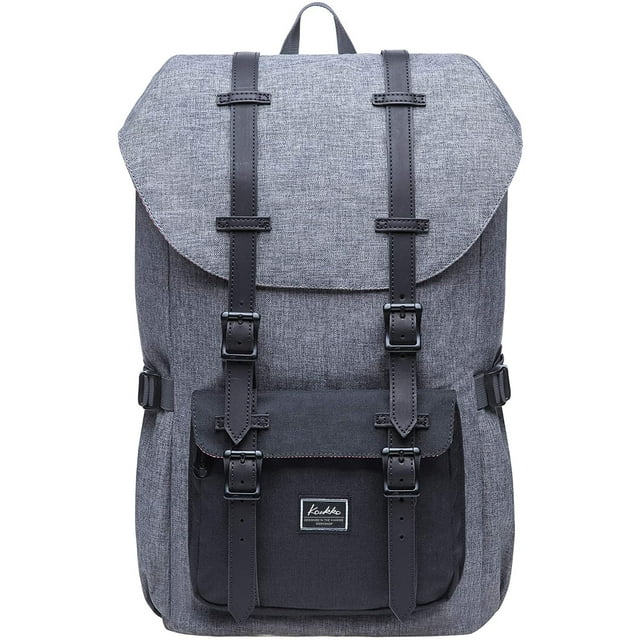 KAUKKO School Travel mochila para universidad flexible con laptop para 12", 16.1L(Nylon/Black) KAUKKO EP5-5-GreyBlack-RE