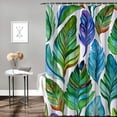 thumbnail image 2 of Orinice Leaves Shower Curtain Bird Teal Turquoise Feathers Green Leaves Polyester Fabric Bathroom Shower Curtain Set with Hooks  36x72, 2 of 7