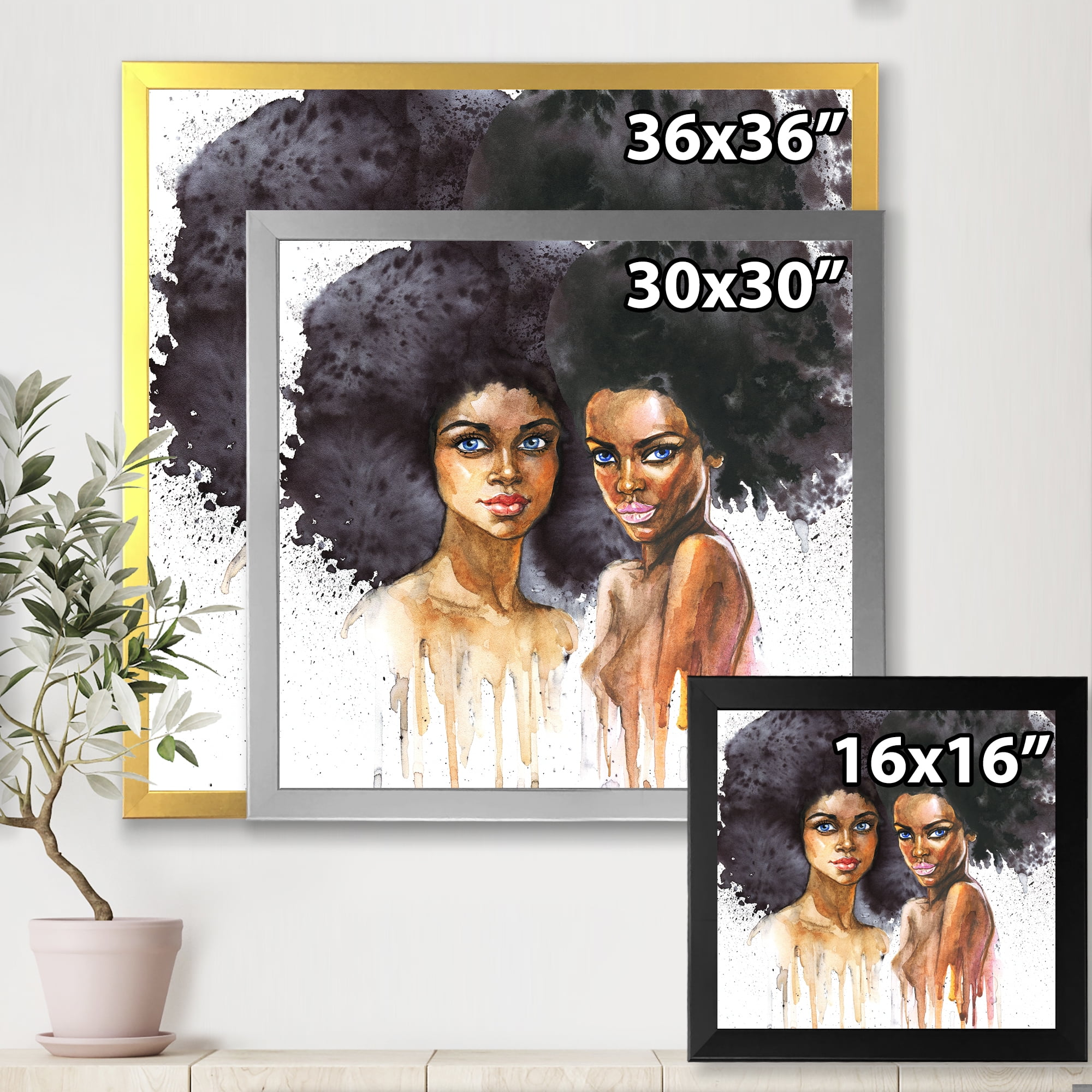 Designart 'Portrait of Two African American Women' Modern Framed Art Print