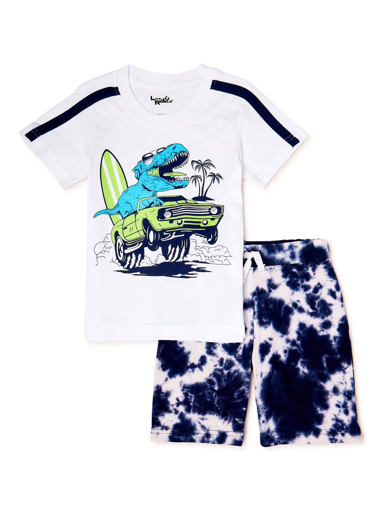 Little Rebels Toddler Boys’ Dinosaur Surf Shorts Set, 2-Piece, Sizes 2T-4T
