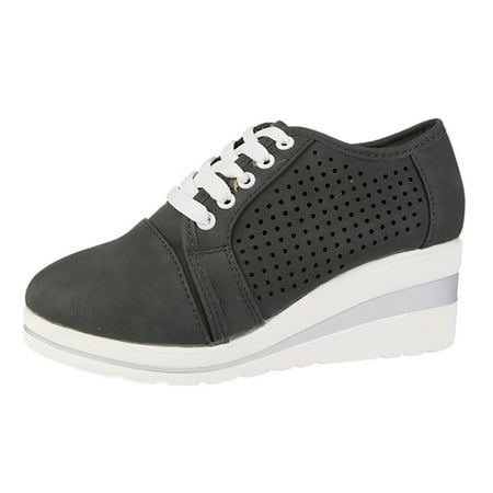

Casual Shoes for Women Women Roman Large Size Hollow Out Wedges Height Increasing Casual Shoes Women Casual Shoes Pu Black 40