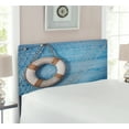 thumbnail image 2 of Coastal Headboard, on Shabby Blue Planks Nature Antique Look Tourism Theme, Upholstered Decorative Metal Bed Headboard with Memory Foam, Twin Size, Pale Brown Pale Blue, by Ambesonne, 2 of 4