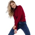 thumbnail image 3 of Ribbed Sweaters for Women Cute High Neck Knitted Warm Fitted Sweater Wine Red One size, 3 of 10