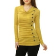thumbnail image 4 of DARING DIVA Women's Cowl Neck Side Ruched Tunic Top XS Yellow, 4 of 7